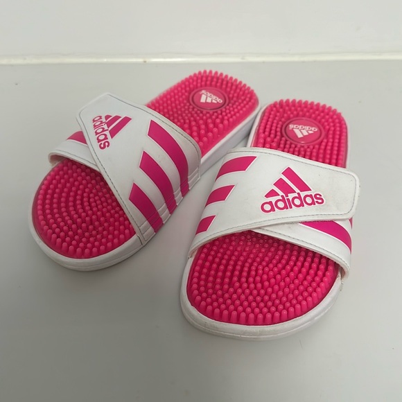 adidas Shoes - Adidas pink and white slides